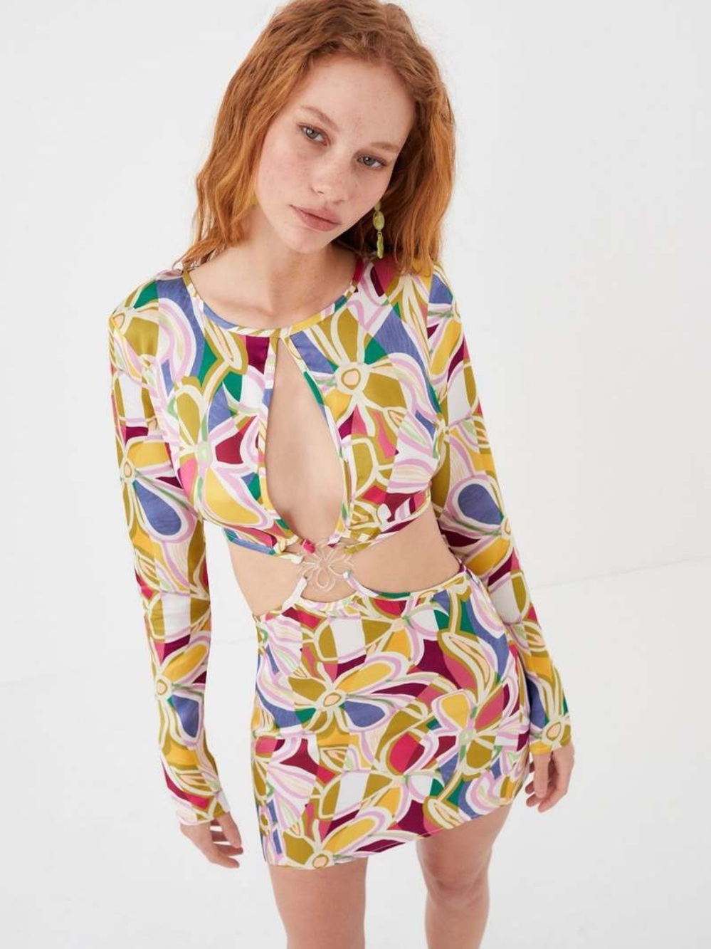NWT For Love & Lemons Thora Long Sleeve Mini Dress Small